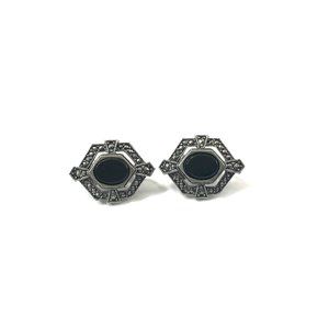 AVON Marcasite Black Earrings Clip on